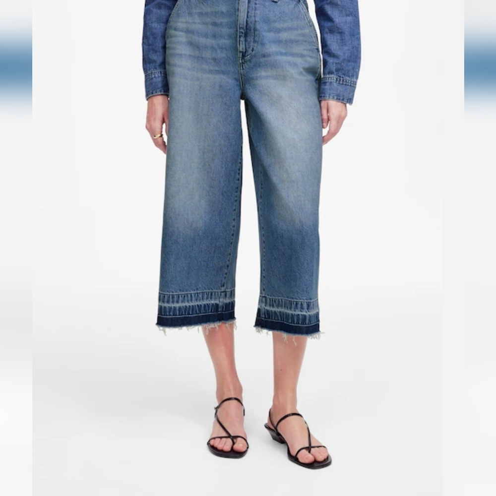 Madewell Denim Culottes Cropped Wide-Leg Jeans Contemporary Summer Cotton 30 NWT - Picture 2 of 12
